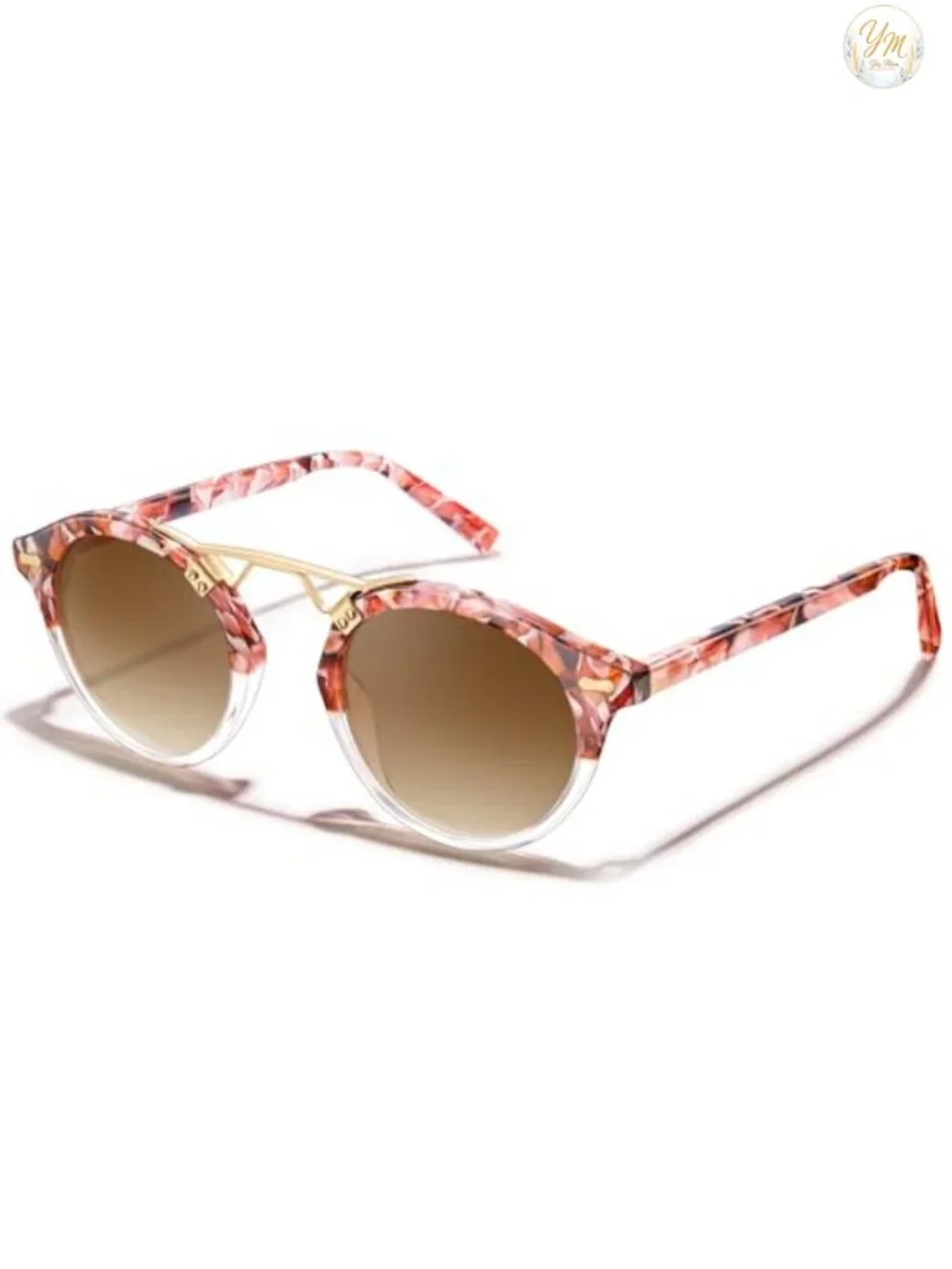 Polarized Round Sunglasses for Women UV400 Protection Acetate Frame Retro